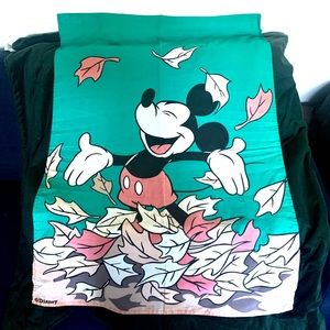 Vintage Disney House Flag Fall Leaves Mickey Mouse